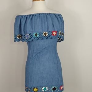 Beach by Exist off shoulder crochet top small